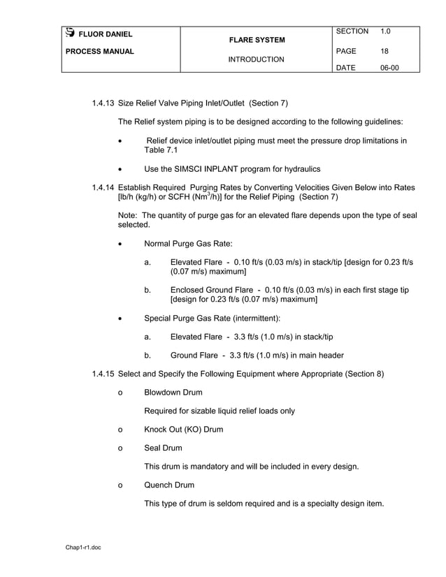 Flare System Process Design Manual - Flour Daniel | PDF
