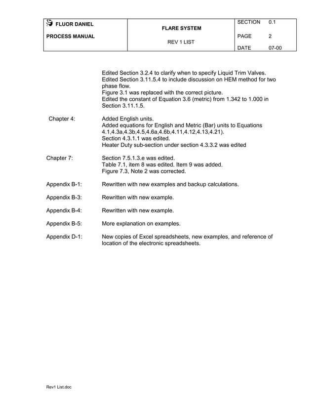 Flare System Process Design Manual - Flour Daniel | PDF