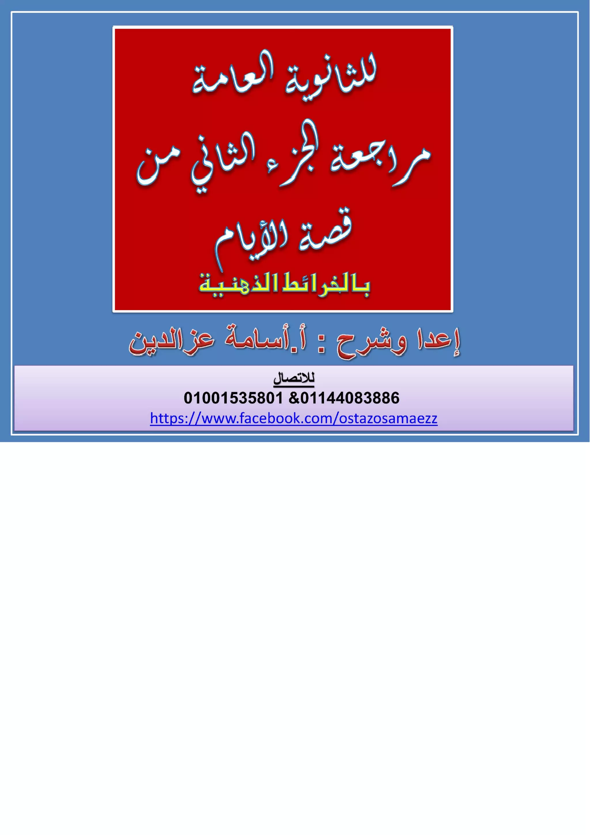 قصة الايام بطريقة الخرائط الزهنية الجزء الثاني أ-اسامة عز الدين 