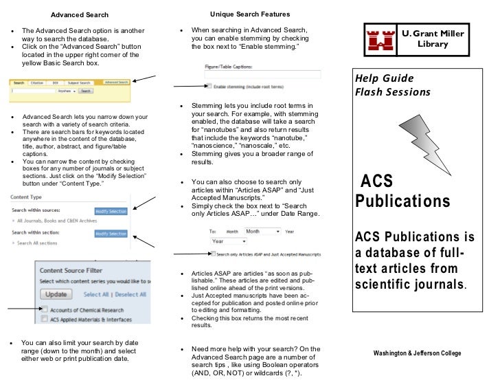 Help Guide for ACS Publications Database