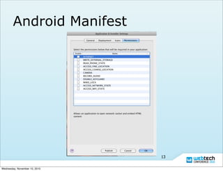 Android Manifest
13
Wednesday, November 10, 2010
 
