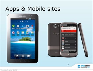 Apps & Mobile sites
7
Wednesday, November 10, 2010
 