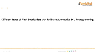 Embitel Technologies International presence:
Different Types of Flash Bootloaders that Facilitate Automotive ECU Reprogramming
 