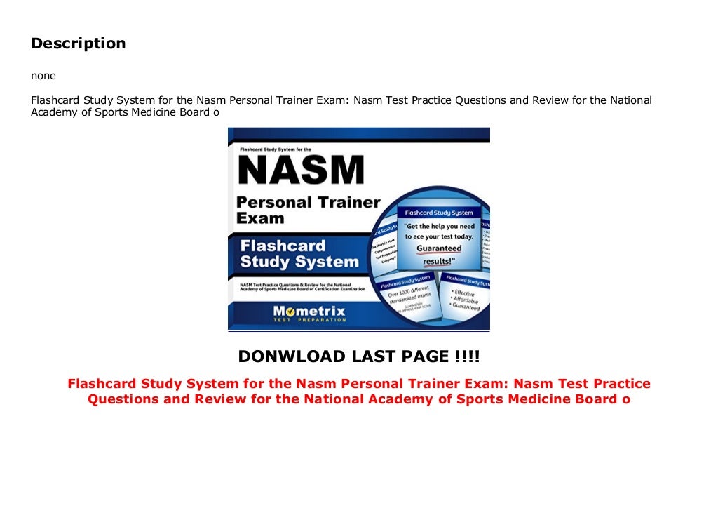 Flashcard Study System for the Nasm Personal Trainer Exam: Nasm Test ...