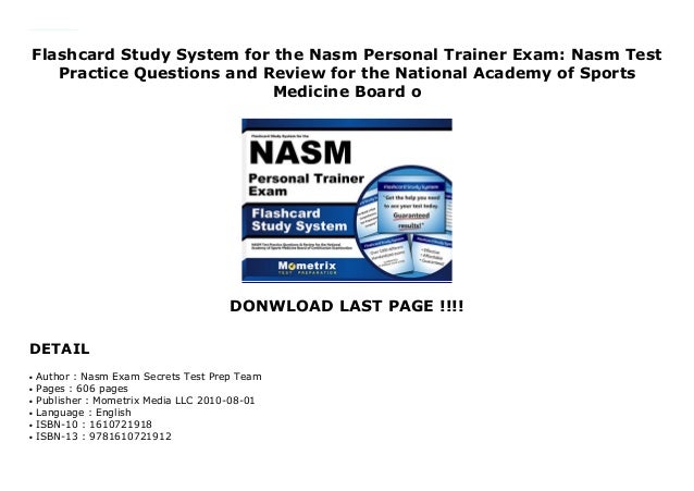 Flashcard Study System for the Nasm Personal Trainer Exam: Nasm Test ...