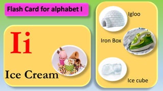 Ii
Ice Cream
Igloo
Iron Box
Ice cube
Flash Card for alphabet I
 