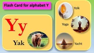Yy
Yak
Yolk
Yoga
Yacht
Flash Card for alphabet Y
 