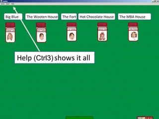 The Fort The Wooten House Hot Chocolate House Big Blue The MBA House Help  (Ctrl3)   shows it all Sharee Lam Mich Cahon Liz Jones Jessica Jaws Lillie Avao 