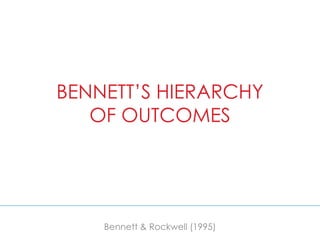 BENNETT’S HIERARCHY
OF OUTCOMES
Bennett & Rockwell (1995)
 
