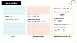 Juros Probabilidade
Matemática
10
Análise Combinatória
80
Licenciado para - Pavel Kalashinikov - 23746808863 - Protegido por Eduzz.com
 