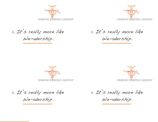 1. It’s really more like   1. It’s really more like
      We-adership.               We-adership.




1. It’s really more like   1. It’s really more like
      We-adership.               We-adership.
 