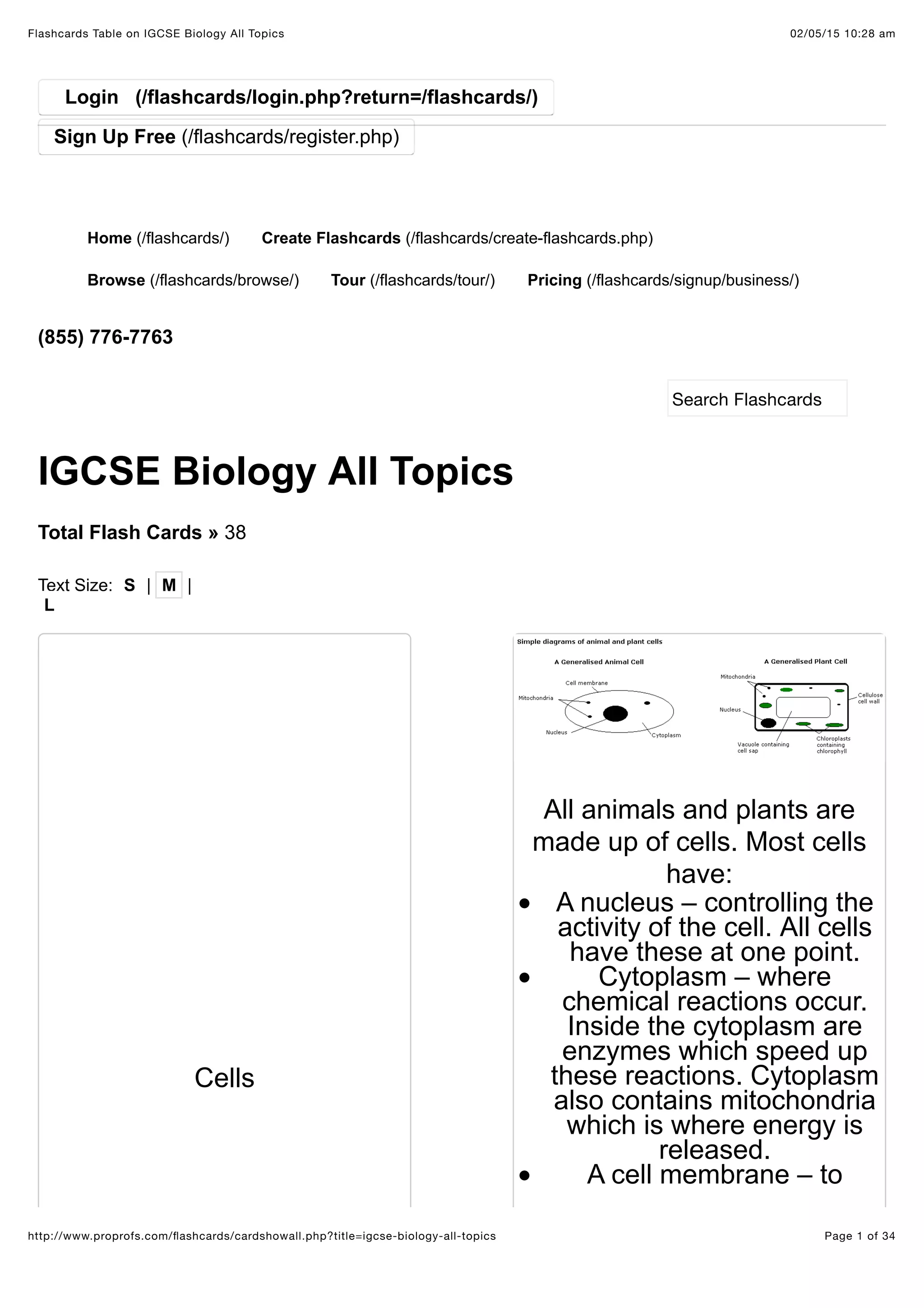 Flash cards for igcse biology PDF