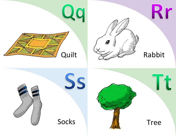 Flash cards with letter sound-picture
