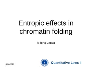 Entropic eﬀects in
chromatin folding
Alberto Colliva
Quantitative Laws II16/06/2016
 