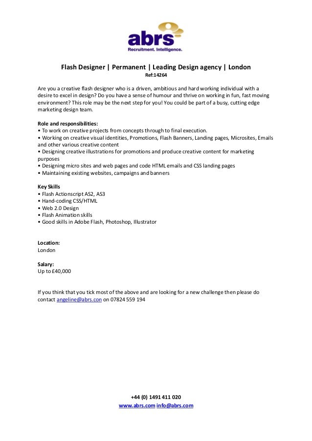 Flash Designer Job From Abrs