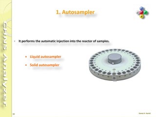 10
I.Analytical Section
1. Autosampler
2. Reactors
3. Adsorption Filters
4. Furnaces
5. Chromatographic Columns
6. Thermal Conductivity Detector (TCD)
 