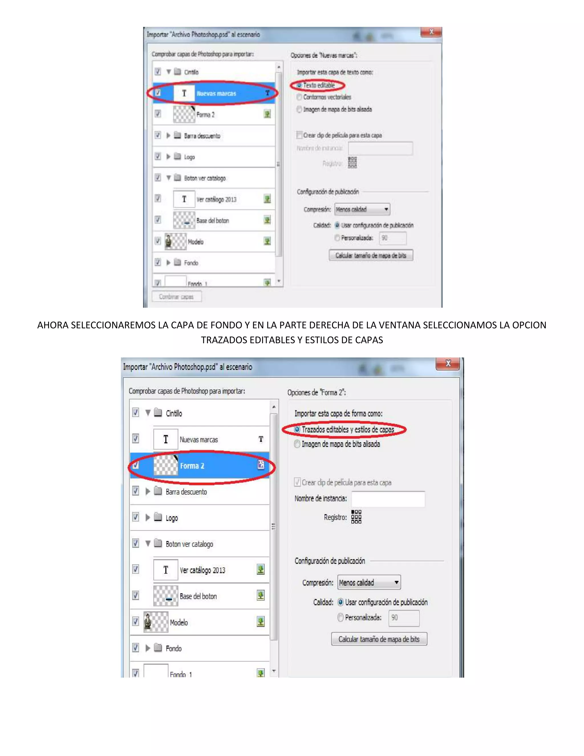 AHORA SELECCIONAREMOS LA CAPA DE FONDO Y EN LA PARTE DERECHA DE LA VENTANA SELECCIONAMOS LA OPCION
                               TRAZADOS EDITABLES Y ESTILOS DE CAPAS
 