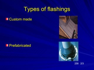 Types of flashings
Custom made




Prefabricated



                             258 2/3
 