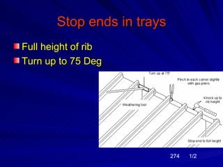 Stop ends in trays
Full height of rib
Turn up to 75 Deg




                            274   1/2
 