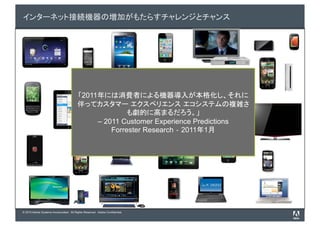 2011


                                                        – 2011 Customer Experience Predictions
                                                            Forrester Research 2011 1




© 2010 Adobe Systems Incorporated. All Rights Reserved. Adobe Confidential.
 
