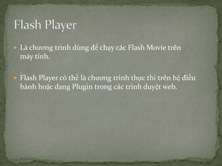 Là chương trình dùng để chạy các Flash Movie trên máy tính.Flash Player có thể là chương trình thực thi trên hệ điều hành hoặc dạng Plugin trong các trình duyệt web.Flash Player
