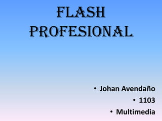 Flash
Profesional


      • Johan Avendaño
                 • 1103
           • Multimedia
 