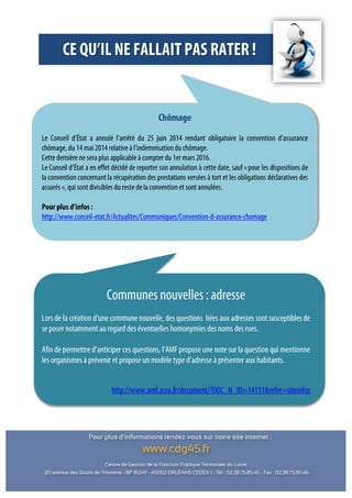 CDG45 - Flash statut n°2   Novembre 2015