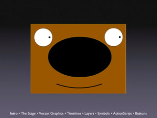 Intro • The Stage • Vector Graphics • Timelines • Layers • Symbols • ActionScript • Buttons
 
