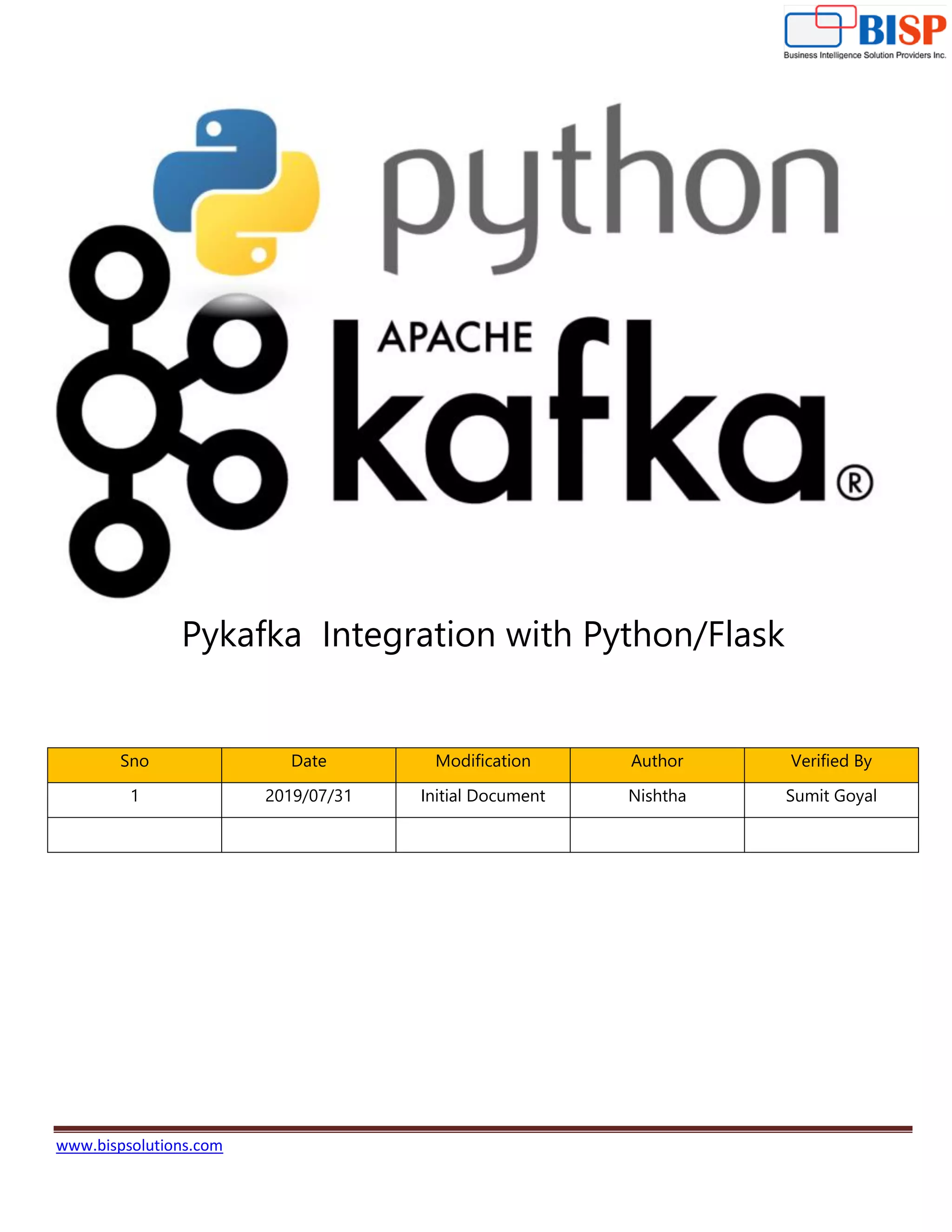 Flask Pykafka integration and Setup | PDF