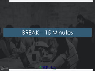 Copyright
DKParker, LLC
2019
BREAK – 15 Minutes
 