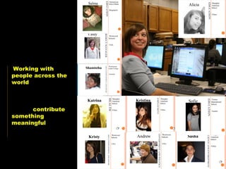 Team Mashup “ Working with people across the world  has challenged me.” “ The majority of my partners wanted to  contribute something meaningful  to the project.” Horizon Project Students http://horizonproject.wikispaces.com 