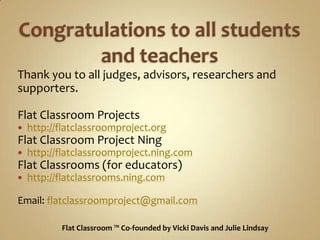 Congratulations to all students and teachers<br />Thank you to all judges, advisors, researchers and supporters. <br />Fla...