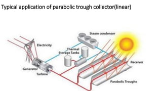 Typical application of parabolic trough collector(linear)
 