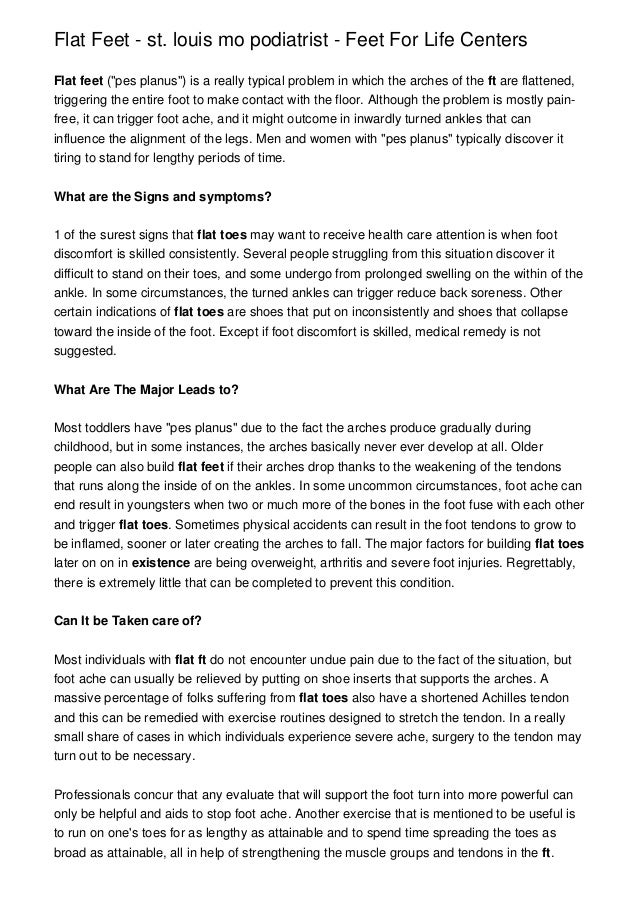 Flat Feet st. louis mo podiatrist Feet For Life Centers