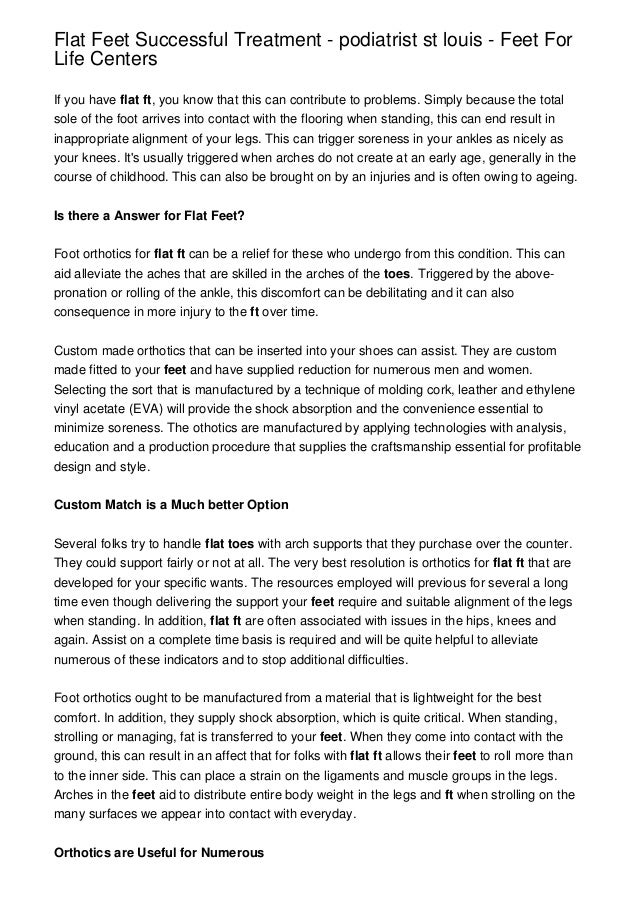 Flat Feet Successful Treatment podiatrist st louis Feet For Life