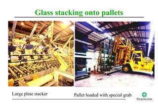 Glass stacking onto pallets




Large plate stacker    Pallet loaded with special grab
 