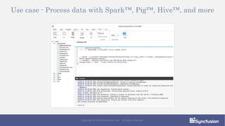 Use case - Process data with Spark™, Pig™, Hive™, and more
Copyright © 2016 Syncfusion, Inc. All rights reserved.
 