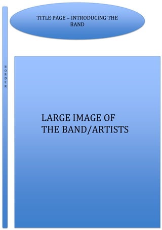 TITLE PAGE – INTRODUCING THE
BAND
LARGE IMAGE OF
THE BAND/ARTISTS
B
O
R
D
E
R
 