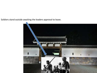 Soldiers stand outside awaiting the leaders approval to leave.