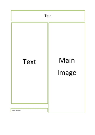 Title 
Main 
Image 
Text 
Page Number 
 