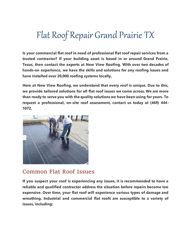 Flat roof repair grand prairie tx PDF