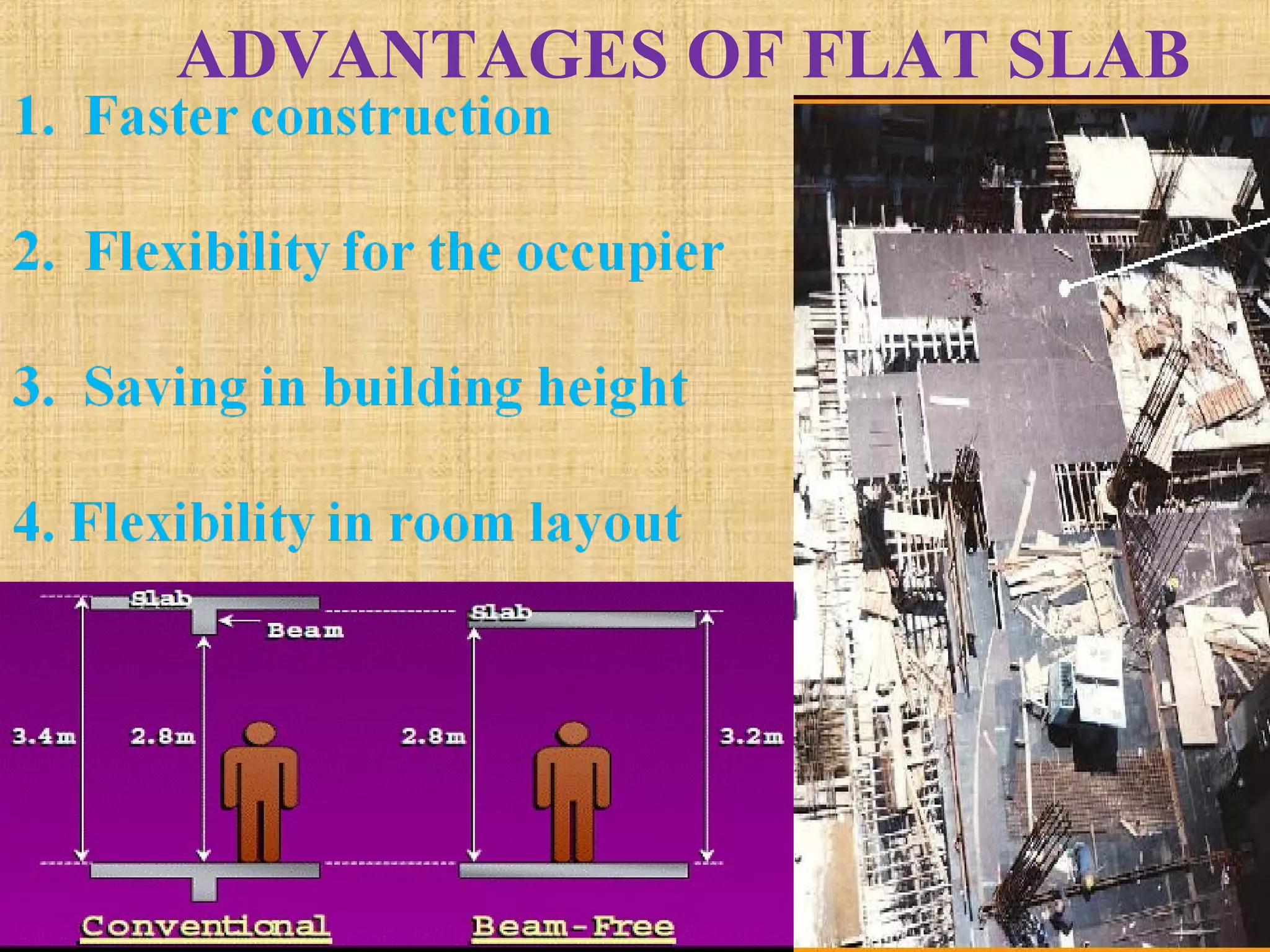 ADVANTAGES OF FLAT SLAB
 