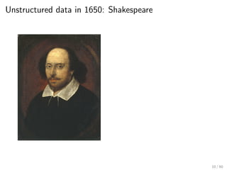 Unstructured data in 1650: Shakespeare
10 / 60
 
