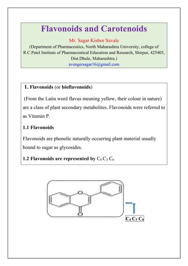 Flavonoids and carotenoids