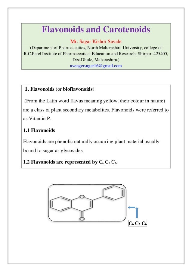 Flavonoids and carotenoids