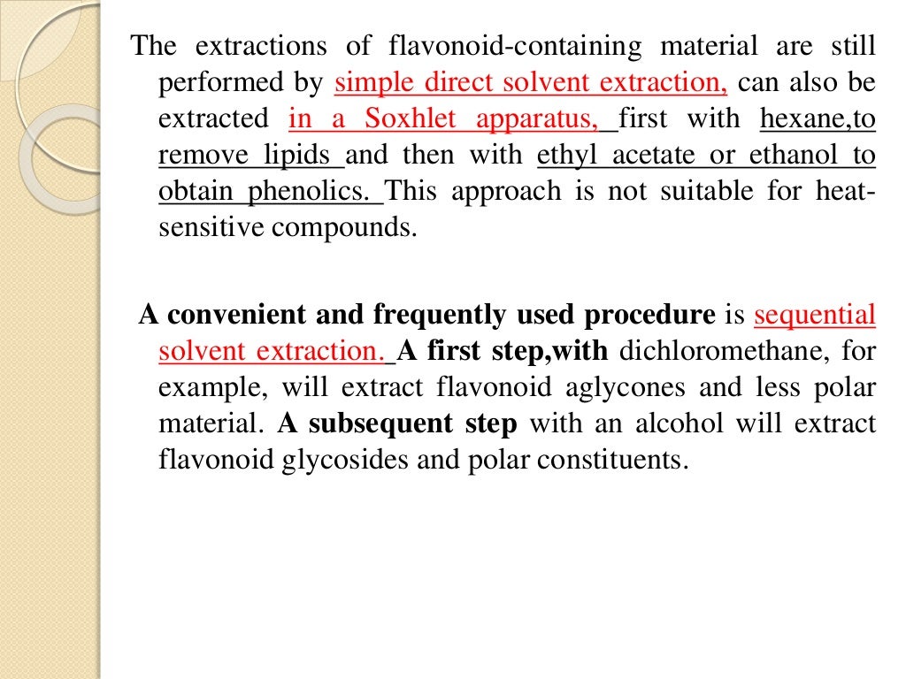 Flavonoids classification, isolation and identification
