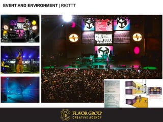 INFLUENCER & CONTENT | RIOTTTRIOTTTRiottt started as a small collective of creative marketers raising $3MM in investment capital and quickly becoming an internationally known consortium of progressive culture that executed campaigns for Scion, Apple, H&M, Nike, LRG, Red Bull and more. RESULTSThe Be The Riottt! Festival gained national press including Wired, CNET, Spin, Pitchfork for being the first festival to have full performances streamed on demand