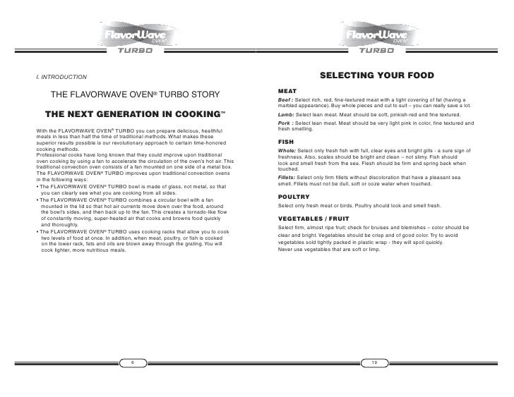 Flavorwave Oven User Guide