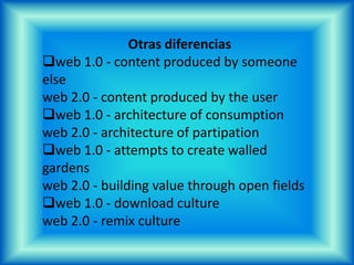 Sitios representativos WEB 2.0Flickres un sitio que facilita que losinternautas compartan fotografías. Permitede forma gratuita la creación de álbumesque luego se presentan como diapositivas.