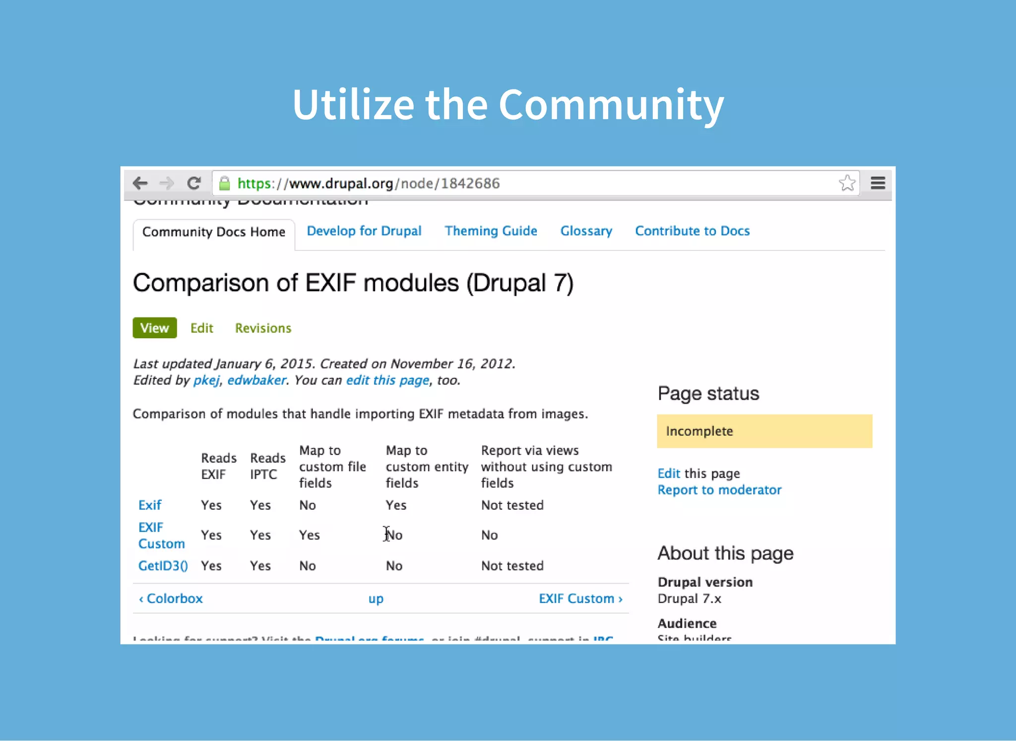 Utilize the Community
 
